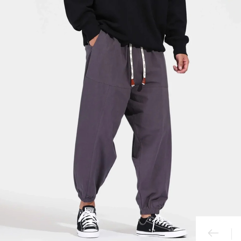 NEW KIDORIMAN Kireina Men XS‎ Slight Crop Cotton Waistband Mid Rise Joggers